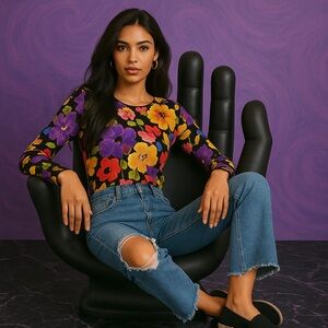 Lauren Ralph Lauren Multicolor Floral Sweater - Size XL